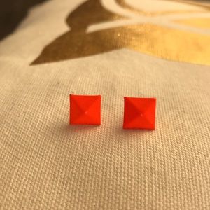 Orange pyramid earrings